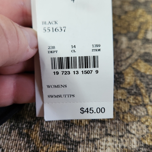 Lands' End Women's V-Neck Shirred Tankini Top - Black 4 - Picture 6 of 16